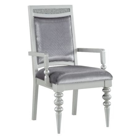 ACME Maverick Arm Chair (Set-2) Fabric & Platinum Finish