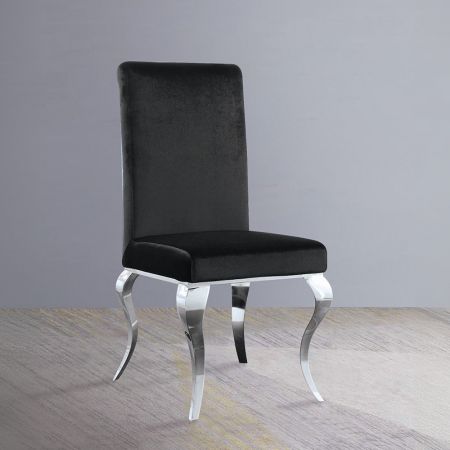 ACME Fabiola Side Chair (Set-2) Black Fabric & Stainless Steel