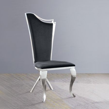 ACME Cyrene Side Chair (Set-2) Black Fabric & Stainless Steel