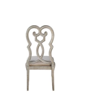 ACME Esteban Side Chair (Set-2) Ivory Velvet & Antique Champagne Finish