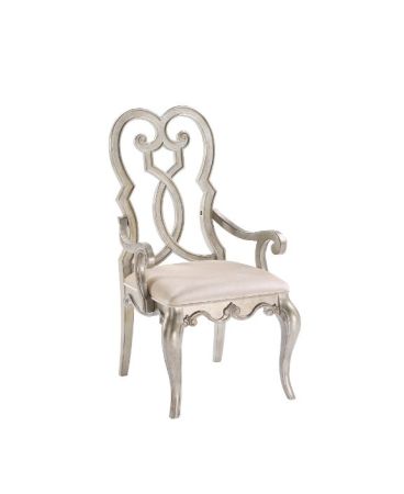 ACME Esteban Arm Chair (Set-2) Ivory Velvet & Antique Champagne Finish