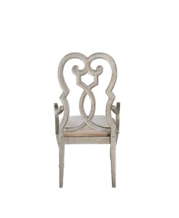 ACME Esteban Arm Chair (Set-2) Ivory Velvet & Antique Champagne Finish