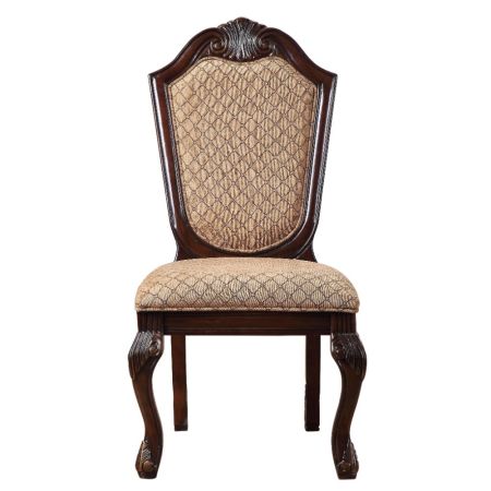 ACME Chateau De Ville Side Chair (Set-2) Fabric & Espresso Finish