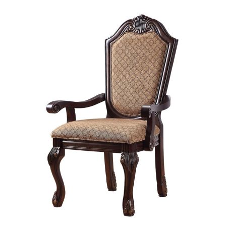 ACME Chateau De Ville Arm Chair (Set-2) Fabric & Espresso Finish