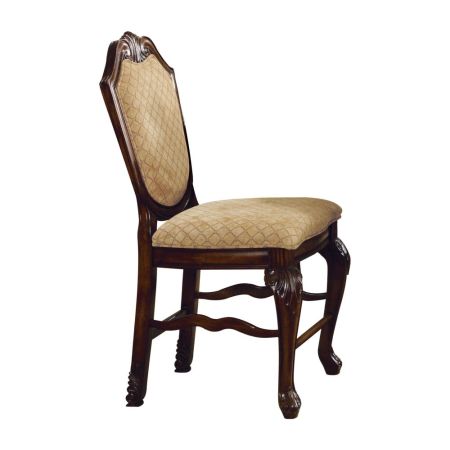 ACME Chateau De Ville Counter Height Chair (Set-2) Fabric & Espresso Finish