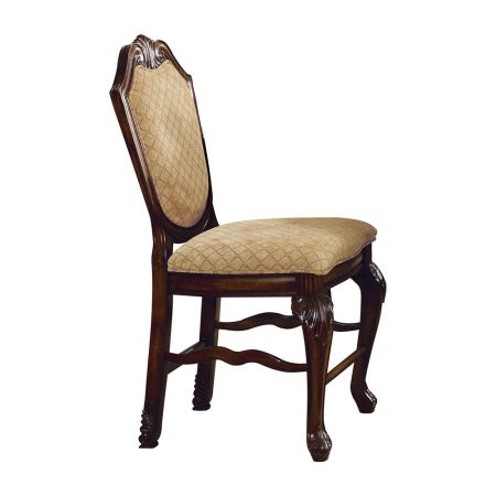 ACME Chateau De Ville Counter Height Chair (Set-2) Fabric & Espresso Finish