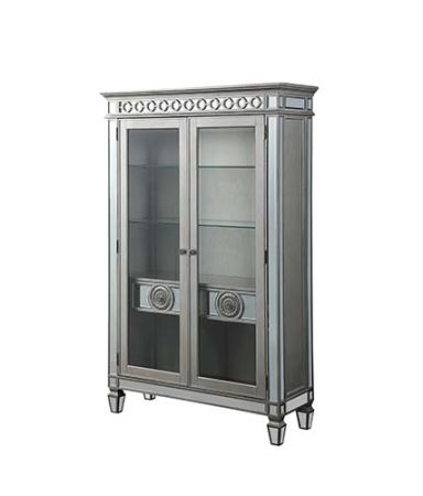 ACME Varian Curio Mirrored & Antique Platinum Finish