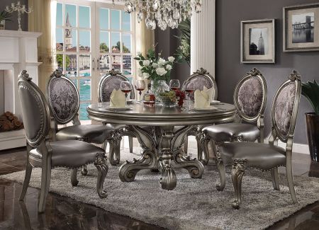 ACME Versailles Dining Table Antique Platinum Finish