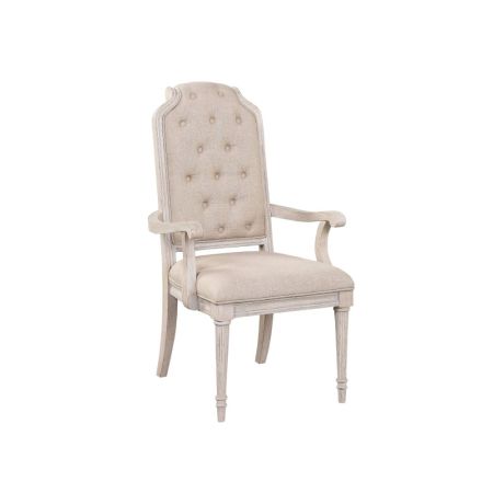 ACME Wynsor Arm Chair (Set-2) Fabric & Antique Champagne Finish