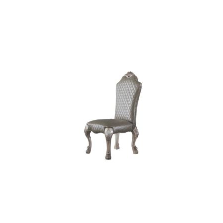 ACME Dresden Side Chair (Set-2) Synthetic Leather &Vintage Bone White Finish