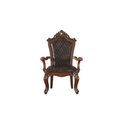 ACME Picardy Arm Chair (Set-2) Synthetic Leather & Honey Oak Finish