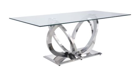 ACME Finley Dining Table Clear Glass Top & Mirrored Silver Finish