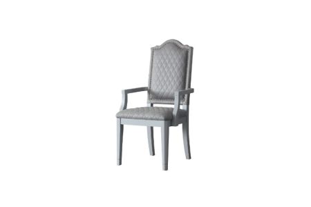 ACME House Marchese Arm Chair (Set-2) Two Tone Gray Fabric & Pearl Gray Finish