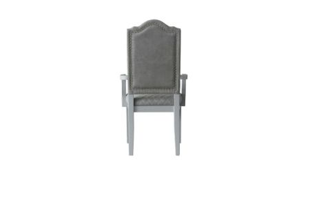 ACME House Marchese Arm Chair (Set-2) Two Tone Gray Fabric & Pearl Gray Finish