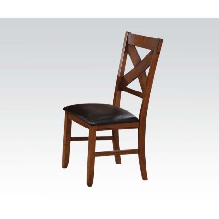 ACME Apollo Side Chair (Set-2) Espresso Synthetic Leather & Walnut Finish