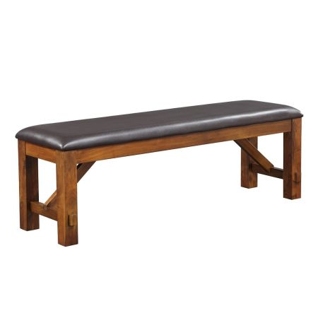 ACME Apollo Bench Espresso Synthetic Leather & Walnut Finish