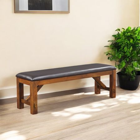 ACME Apollo Bench Espresso Synthetic Leather & Walnut Finish