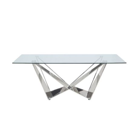 ACME Dekel Dining Table Clear Glass Top & Stainless Steel