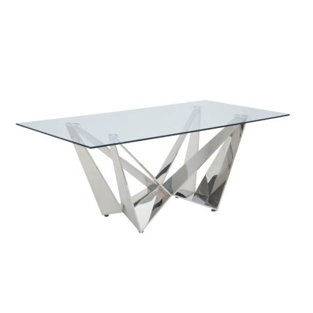 ACME Dekel Dining Table Clear Glass Top & Stainless Steel