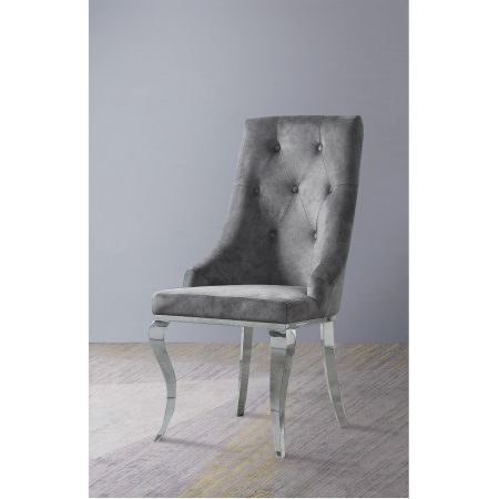 ACME Dekel Side Chair (Set-2) Gray Fabric & Stainless Steel