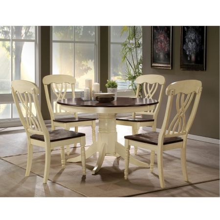 ACME Dylan Side Chair (Set-2) Buttermilk & Oak Finish