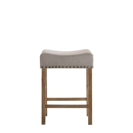 ACME Martha II Counter Height Stool (Set-2) Tan Linen & Weathered Oak Finish