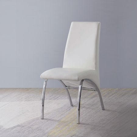 ACME Pervis Side Chair (Set-2) White Synthetic Leather & Chrome Finish