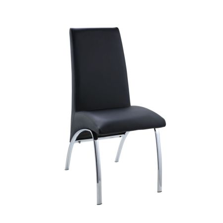 ACME Pervis Side Chair (Set-2) Black Synthetic Leather & Chrome Finish