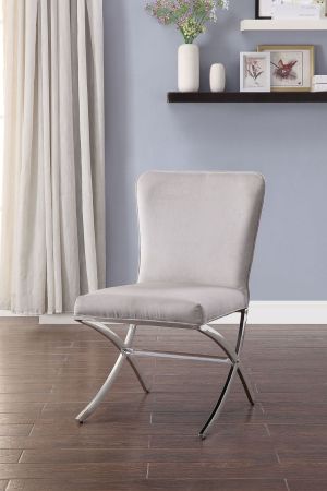 ACME Daire Side Chair (Set-2) Beige Velvet & Chrome Finish