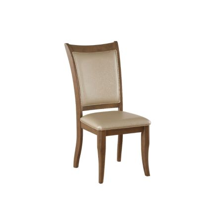 ACME Harald Side Chair (Set-2) Beige Synthetic Leather & Gray Oak Finish