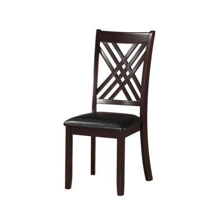 ACME Katrien Side Chair (Set-2) Black Synthetic Leather & Espresso Finish