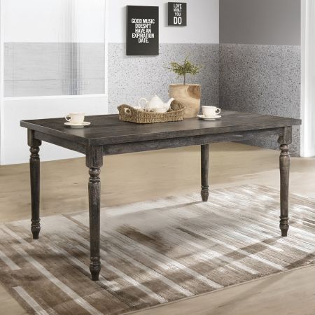 ACME Claudia II Dining Table Weathered Gray Finish