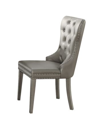 ACME Kacela Side Chair (Set-2) Champagne Synthetic Leather & Champagne Finish