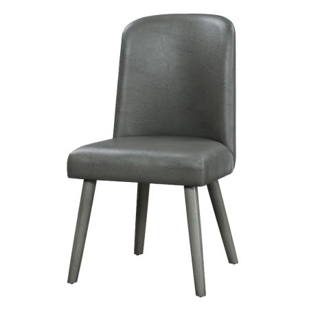 ACME Waylon Side Chair (Set-2) Gray Synthetic Leather & Gray Oak Finish