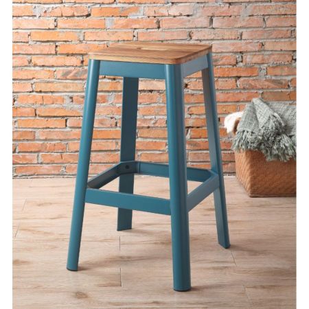 ACME Jacotte Bar Stool Natural & Teal Finish