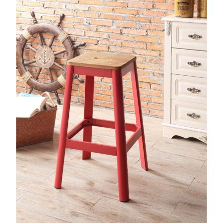 ACME Jacotte Bar Stool Natural & Red Finish