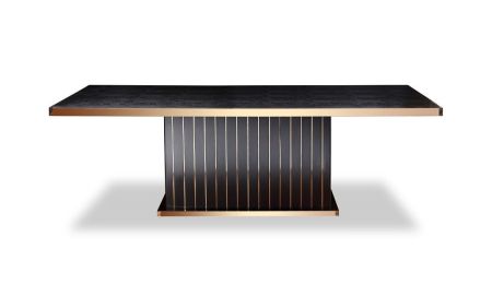 A&X Talin Modern Black Crocodile & Rosegold Dining Table