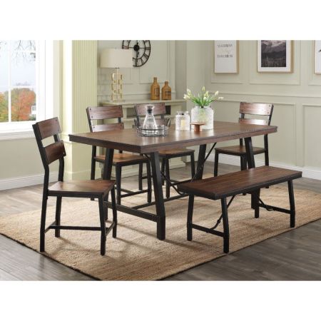 ACME Mariatu Dining Table Oak & Black Finish