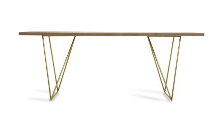 Modrest Marcia Mid-Century Tobacco & Antique Brass Dining Table