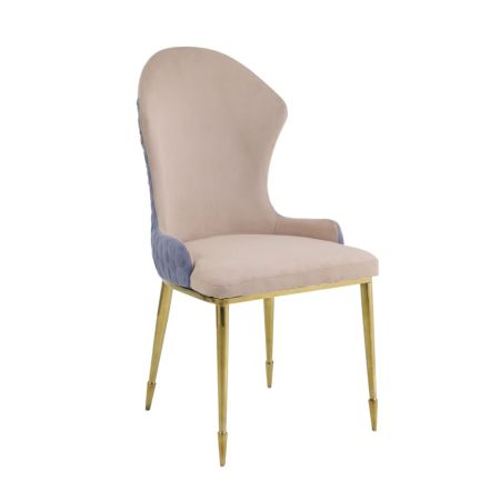 ACME Caolan Side Chair (Set-2) Tan Lavender Fabric & Gold Finish