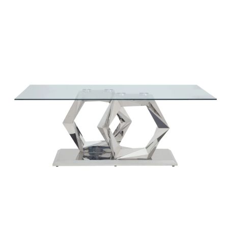 ACME Gianna Dining Table Clear Glass Top & Stainless Steel