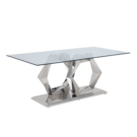 ACME Gianna Dining Table Clear Glass Top & Stainless Steel