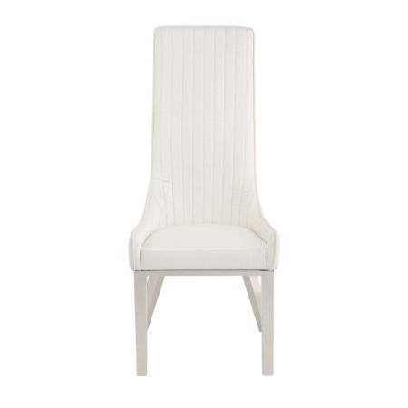 ACME Gianna Side Chair (Set-2) Ivory Synthetic Leather & Stainless Steel