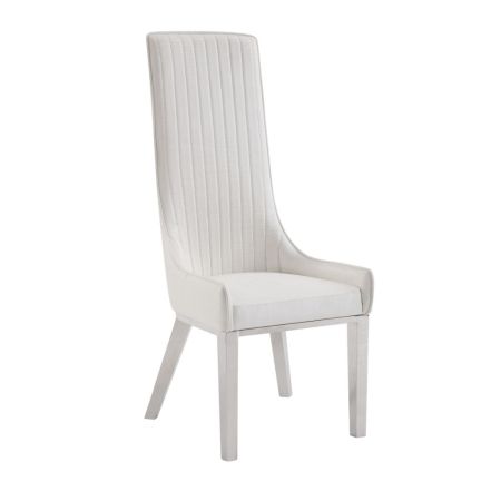 ACME Gianna Side Chair (Set-2) Ivory Synthetic Leather & Stainless Steel