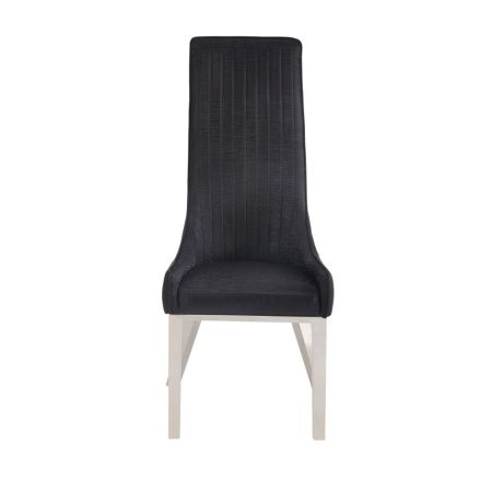 ACME Gianna Side Chair (Set-2) Black Synthetic Leather & Stainless Steel