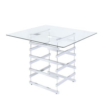 ACME Nadie Counter Height Table Clear Glass Top & Black Finish