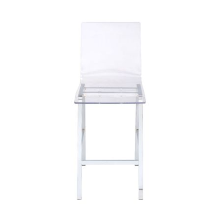 ACME Nadie Counter Height Chair (Set-2) Clear Acrylic & Chrome Finish