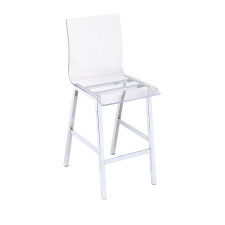 ACME Nadie Counter Height Chair (Set-2) Clear Acrylic & Chrome Finish