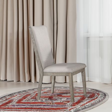 ACME Rocky Side Chair (Set-2) Fabric & Gray Oak Finish