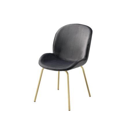 ACME Chuchip Side Chair (Set-2) Gray Velvet & Gold Finish